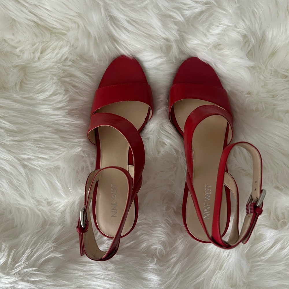Nine West Red Cross-Band Sandals